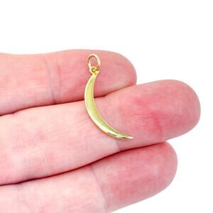 Vintage  Sterling Silver 925 Gold-tone Crescent Moon Pendant